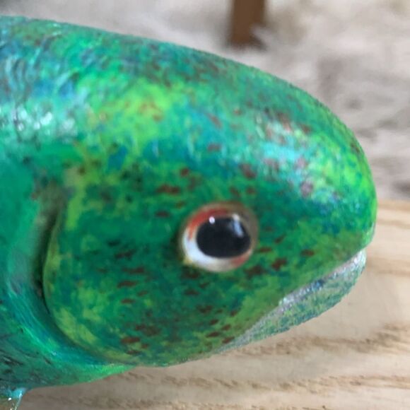 Handcrafted & Hand Painted Folk Art Wood & Metal Colorful Fish Spearing Decoy - Picture 17 of 17